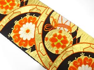 アンティーク　鼓に華文模様織出し袋帯（着用可）